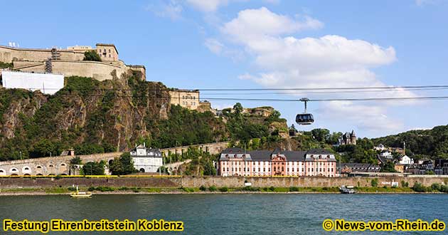 The Ehrenbreitstein Fortress houses the Koblenz State Museum, a youth hostel, the memorial of the German Army and part of the Koblenz administration. The fortress can be reached on foot, by car or by cable car.